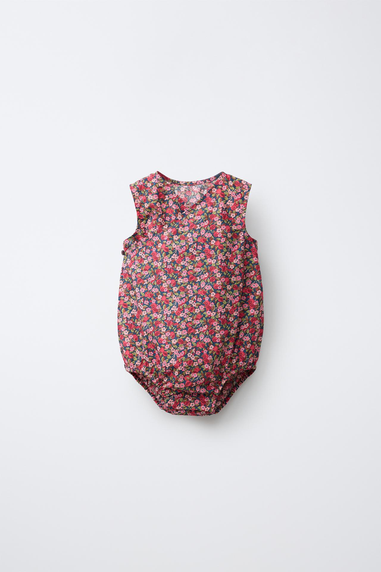 FLORAL PRINT ROMPER MADE WITH LIBERTY FABRIC — Pink