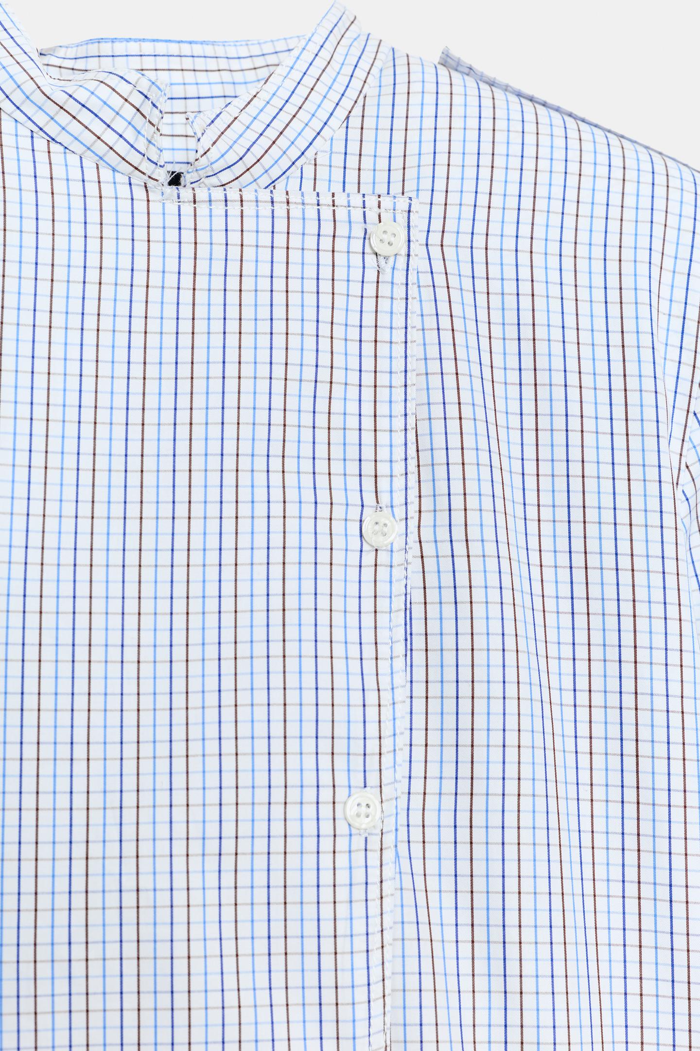 Женская рубашка Zara ZW Collection Plaid Shoulder-Pad, цвет: Коричневый синий — фото 9