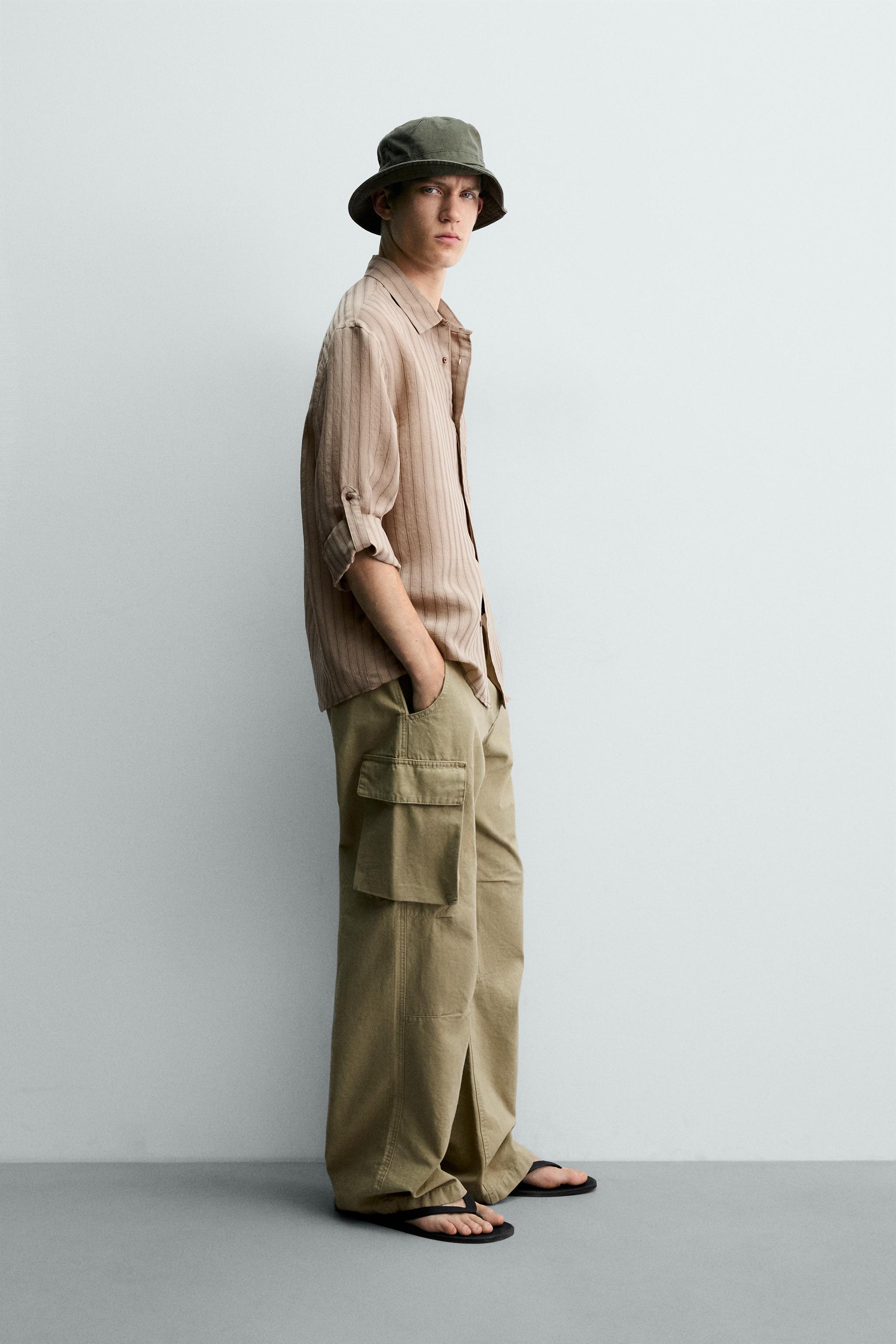 Мужские рубашки Zara STRIPED SHIRT WITH TAB SLEEVES — фото 4