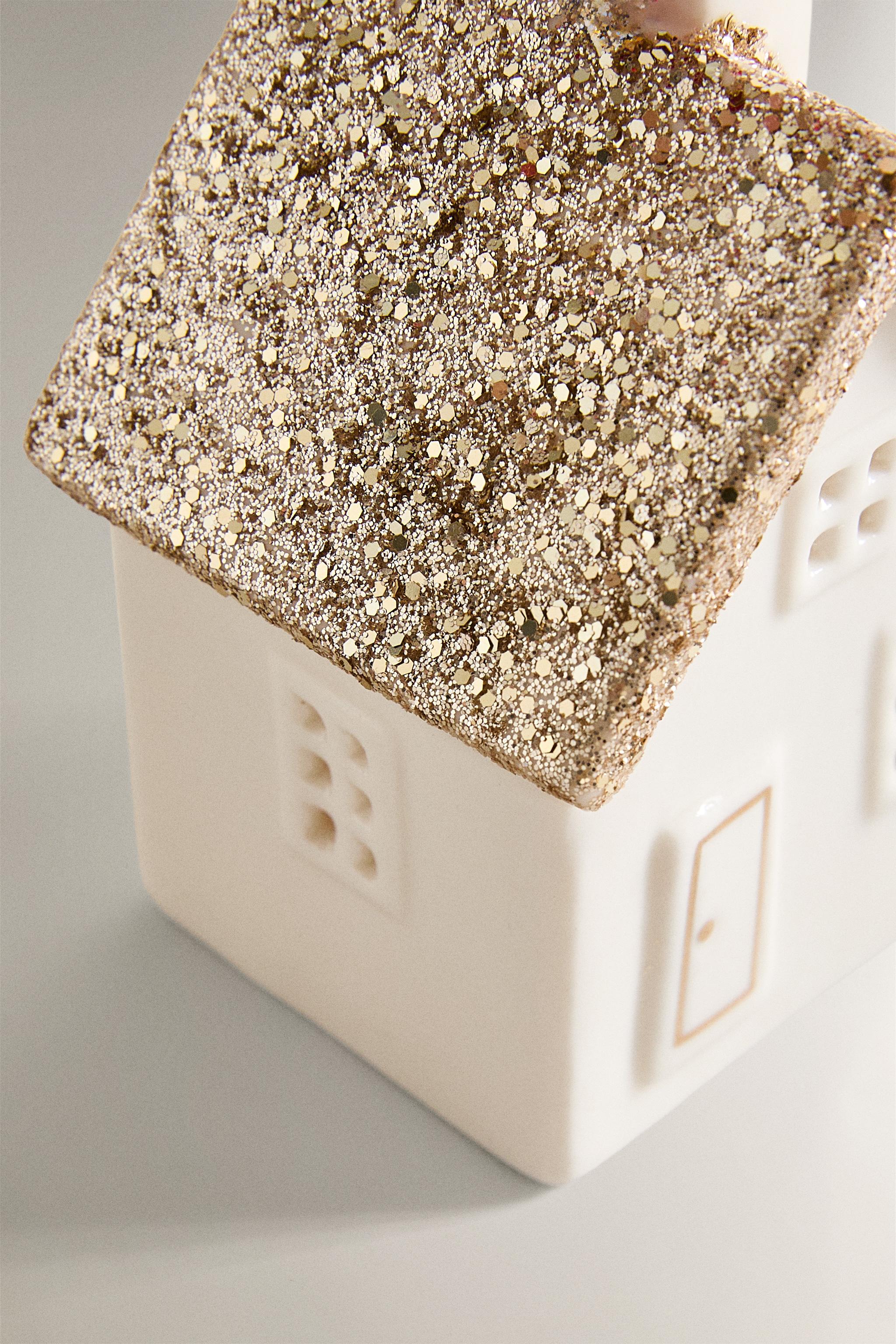 CERAMIC HOUSE CHRISTMAS TREE ORNAMENT