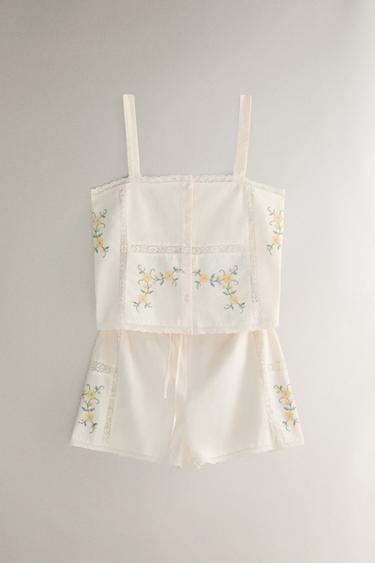 EMBROIDERED COTTON SHORTS - Ecru by Zara - Image 4