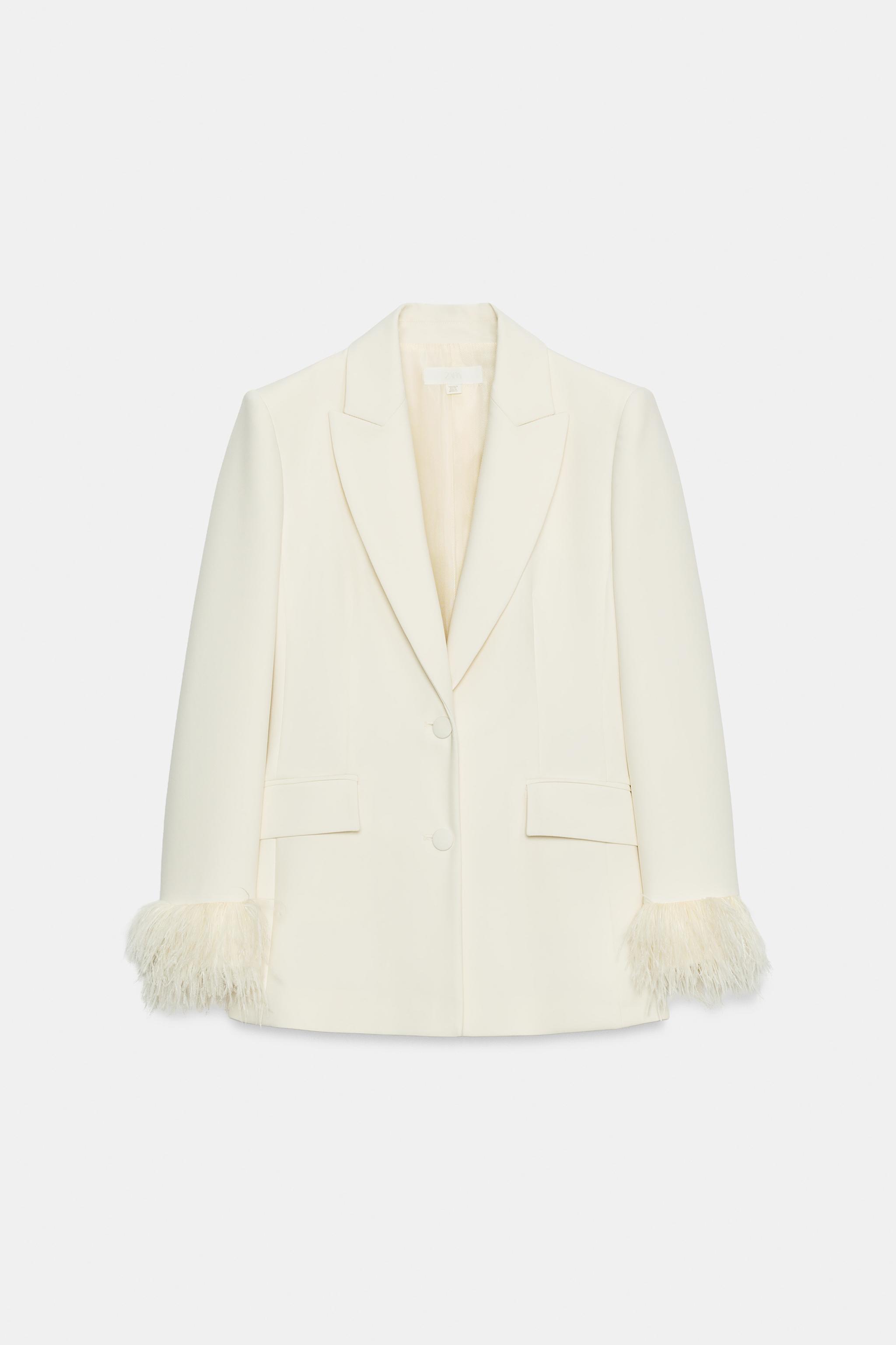 BLAZER WITH FEATHER CUFFS