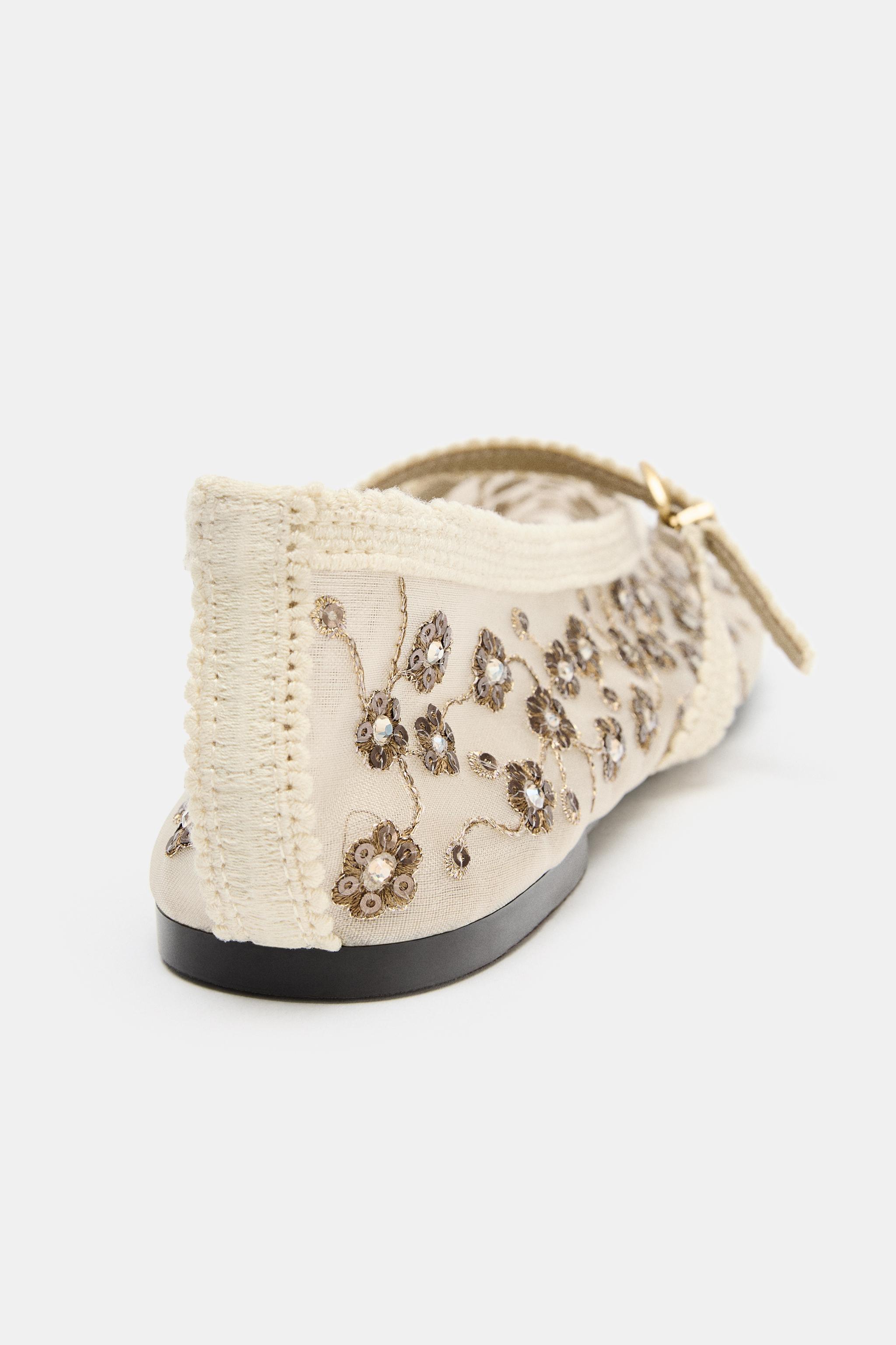 MESH BALLET FLATS WITH RHINESTONES