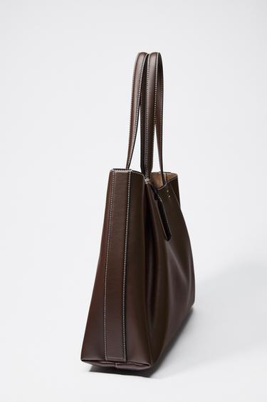LARGE TOTE BAG - Chocolate by Zara - Image 3