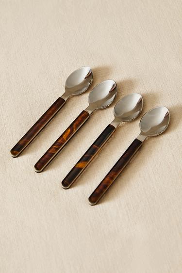 PACK OF PRINTED DESSERT SPOONS (PACK OF 4) - Brown by Zara - Image 5