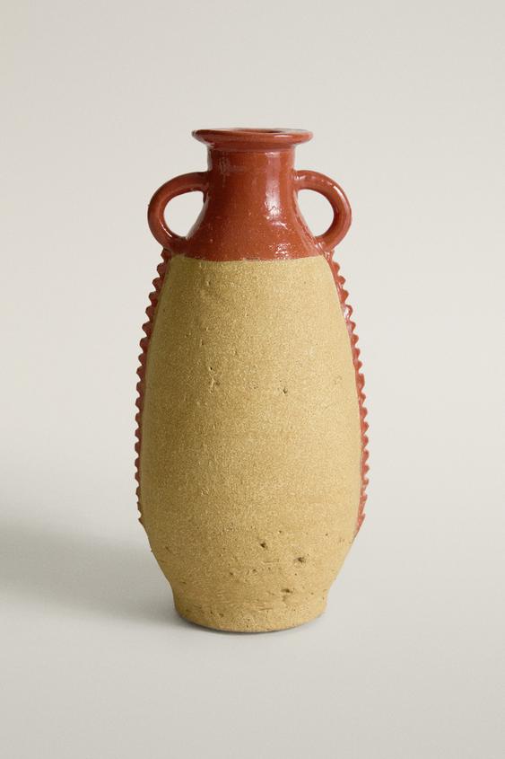 Zara DECORATIVE TERRACOTTA VASE WITH HANDLES - 紅色 - 圖片 0