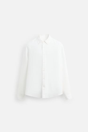 ÁO SƠ MI 100% VẢI LINEN - Màu trắng từ Zara