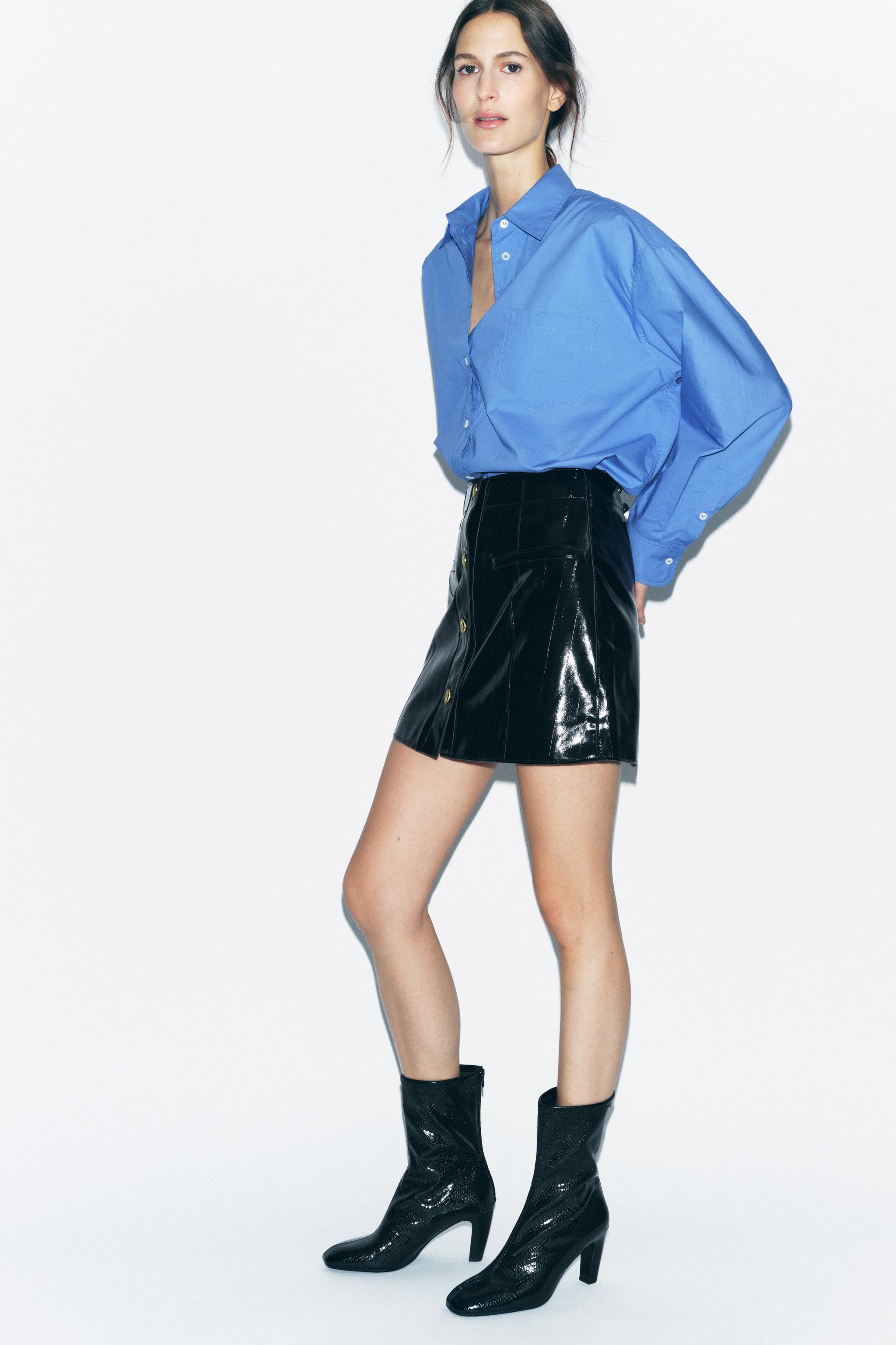 ZW COLLECTION FAUX LEATHER SHORT SKIRT - Black | ZARA United ZW COLLECTION FAUX LEATHER SHORT SKIRT - Black | ZARA United