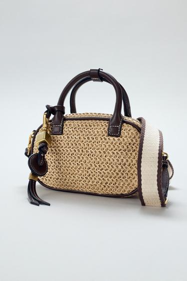 BOLSO MINI BOWLING RAFIA - Beige claro de Zara