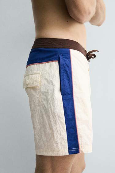 MAILLOT DE BAIN LONG À CONTRASTE - Écru de Zara - Image 5