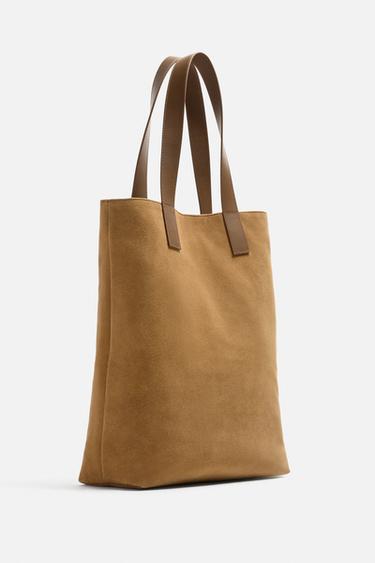 LEATHER SHOPPER BAG - Brown by Zara - Image 3