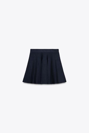 BOX PLEAT KNIT MINI SKIRT - Navy blue by Zara - Image 4