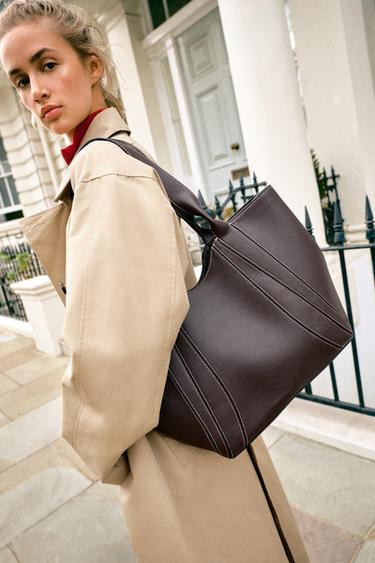 BOLSO MAXI SHOPPER - Marrón de Zara