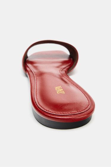 FLAT LEATHER SANDALS - Red by Zara - Image 5