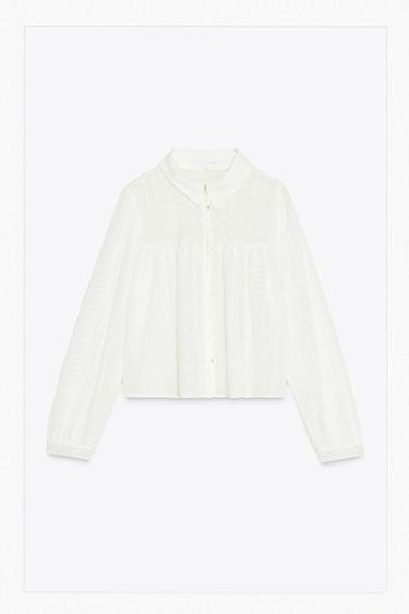 CHEMISE BRODERIES PERFORÉES - Blanc de Zara
