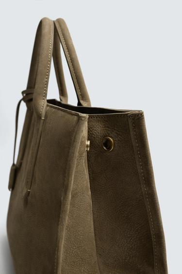 SAC BANDOULIÈRE EN CUIR - Gris taupe de Zara - Image 6