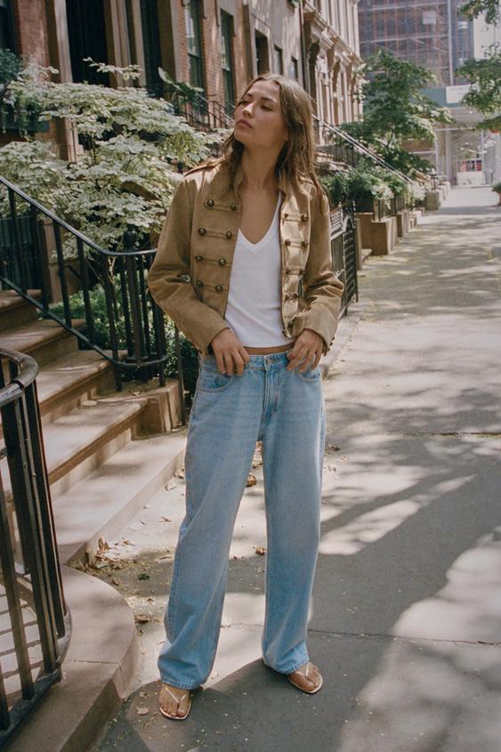 FAUX SUEDE JACKET WITH FROG FASTENING - camel de Zara - Imagen 0
