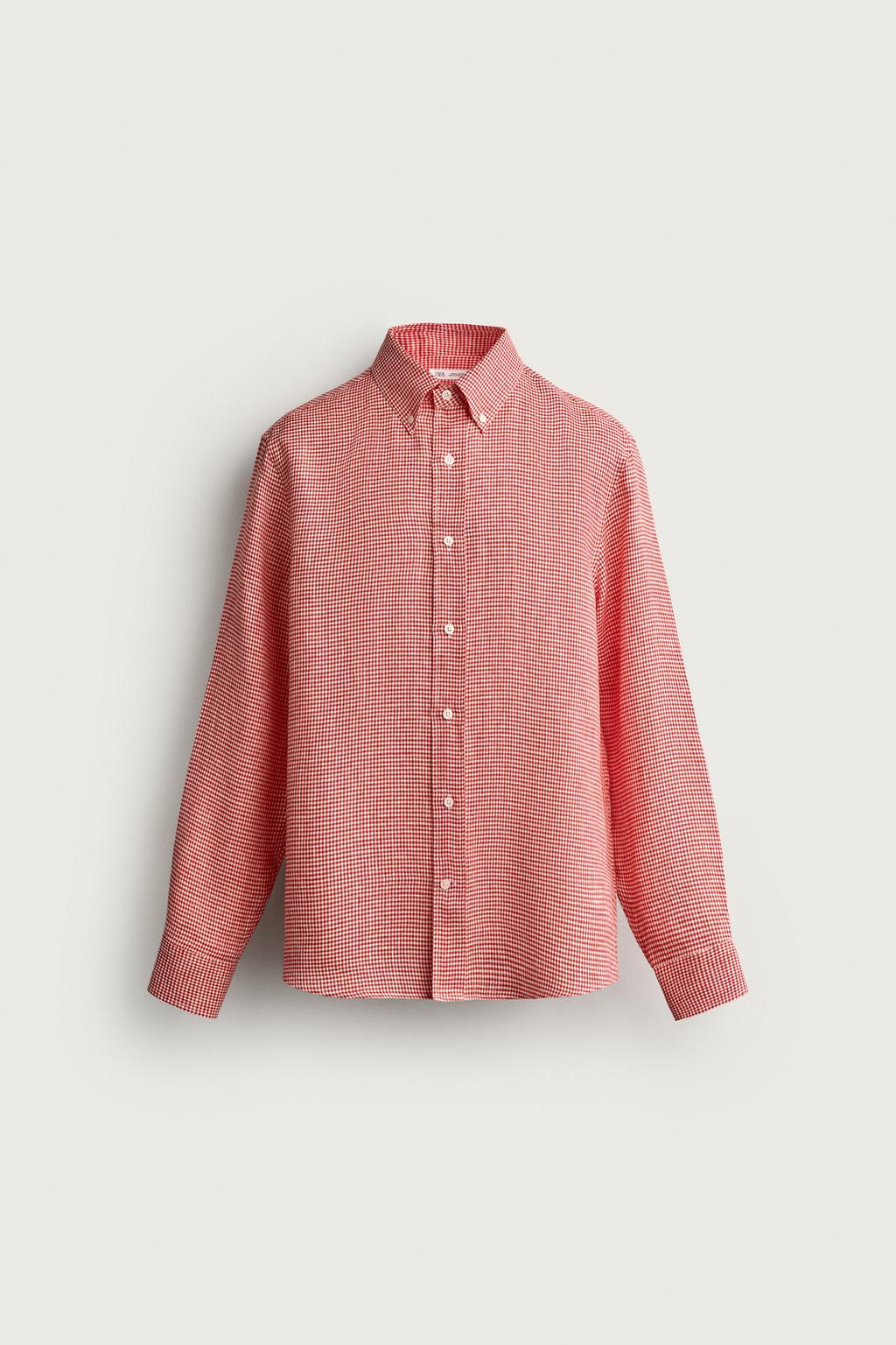 100% LINEN CHECK REGULAR FIT SHIRT