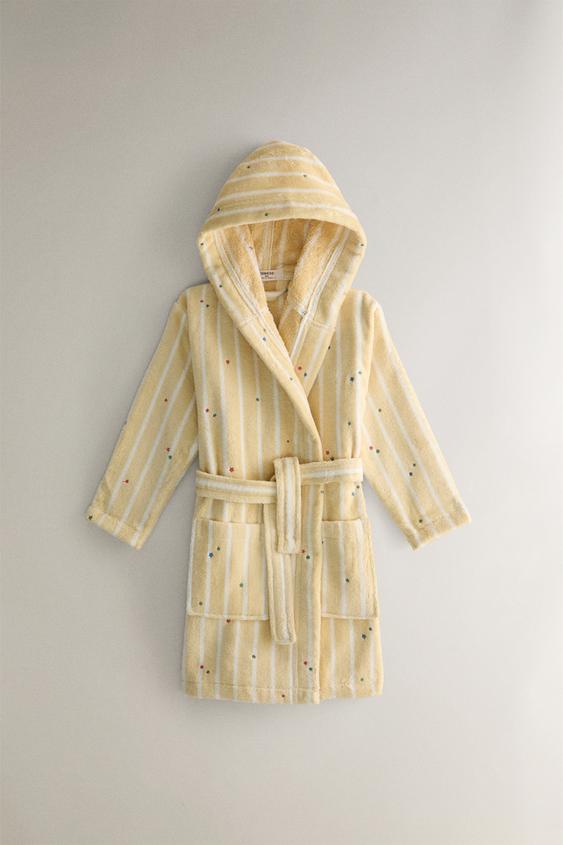 CHILDREN'S VELOUR BATHROBE WITH STARS AND STRIPES - Ekrü/sárga | ZARA ...