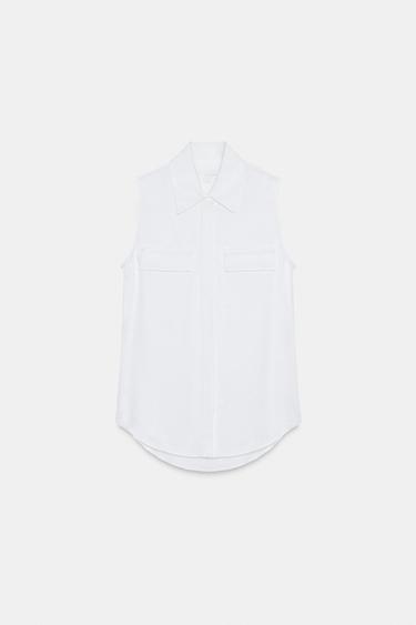 ZW COLLECTION SATIN SHIRT - Oyster-white by Zara