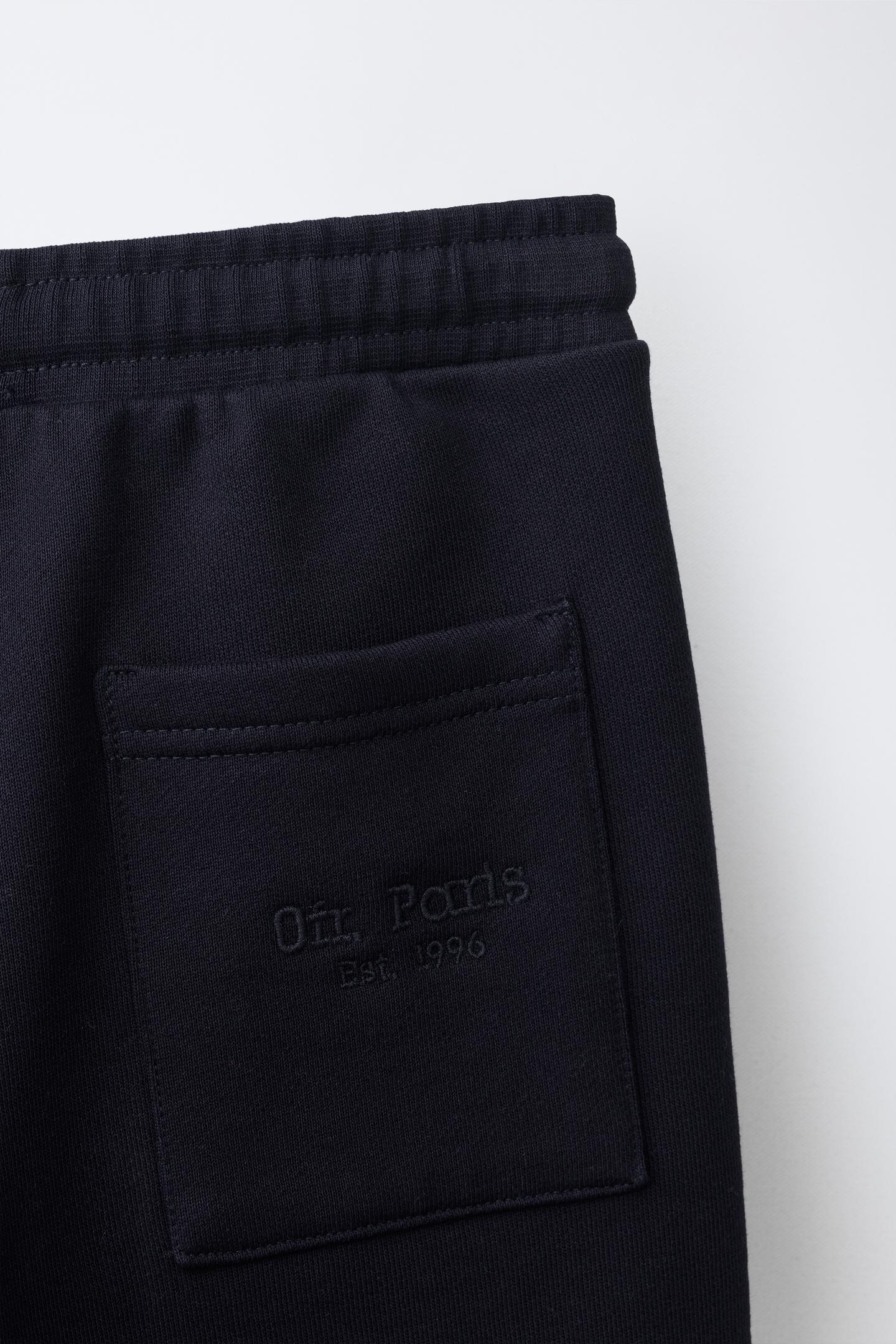 Детские брюки Zara 0FR. Paris X ZARA Embroidered Text Jogger, цвет: Синий — фото 5