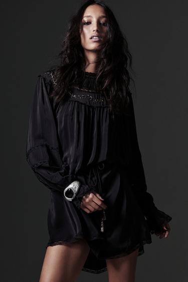 VESTIDO CORTO BORDADOS ZW COLLECTION - Negro de Zara
