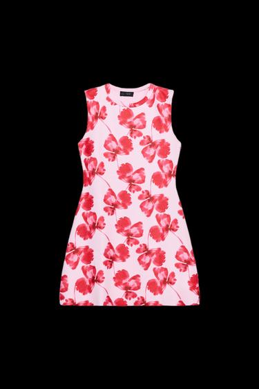 JACQUARD FLORAL KNIT MINI DRESS - Pink by Zara - Image 0