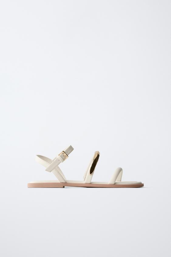 METALLIC STRAP SANDALS - White by Zara - Image 0