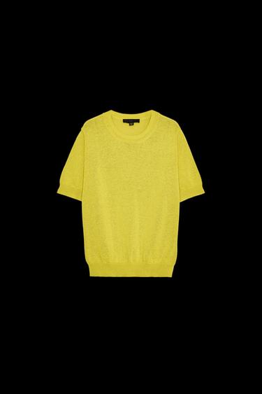 Zara BASIC RUSTIC KNIT TOP - Lime green - Image 0