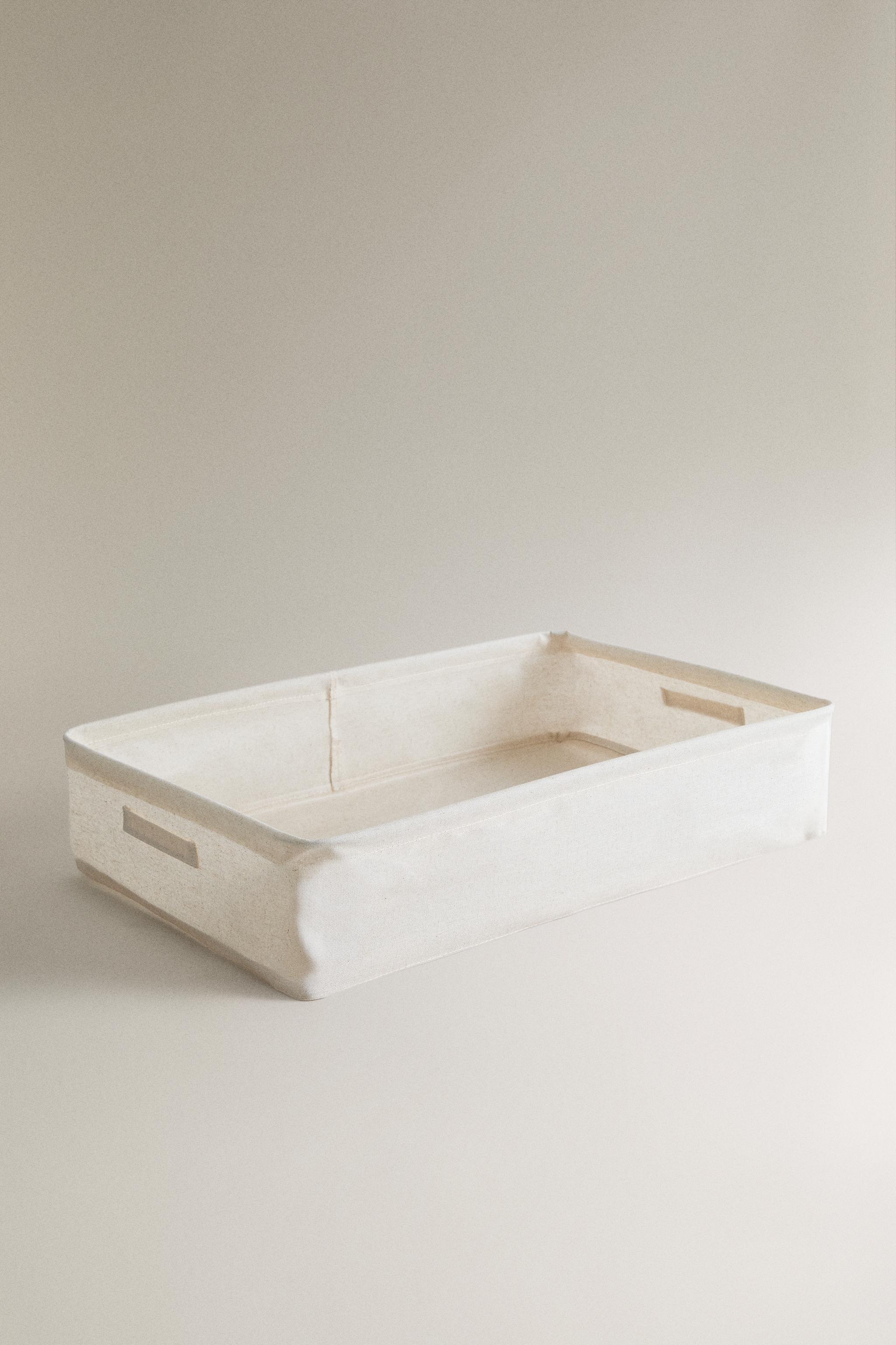 RESIN FINISH TEXTILE BASKET — Light beige