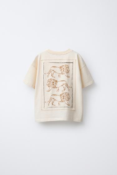 EMBROIDERED ANIMAL T-SHIRT - Ecru by Zara