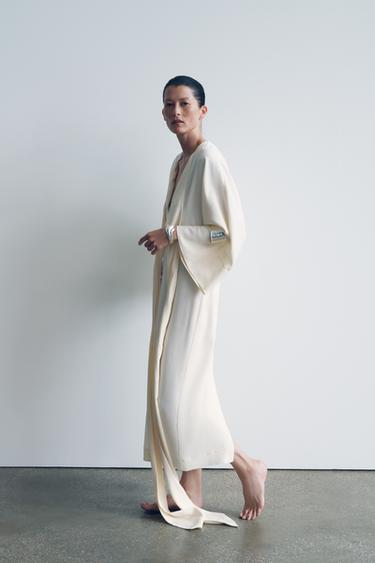 ZW COLLECTION MIDI DRESS WITH TIES - Ecru by Zara