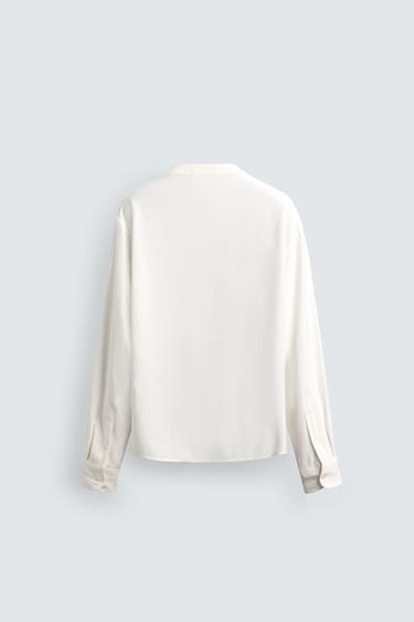 CHEMISE FLUIDE COL EN V - Blanc de Zara - Image 7