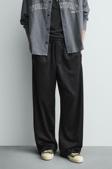 STRIPED JACQUARD JOGGERS - Black by Zara
