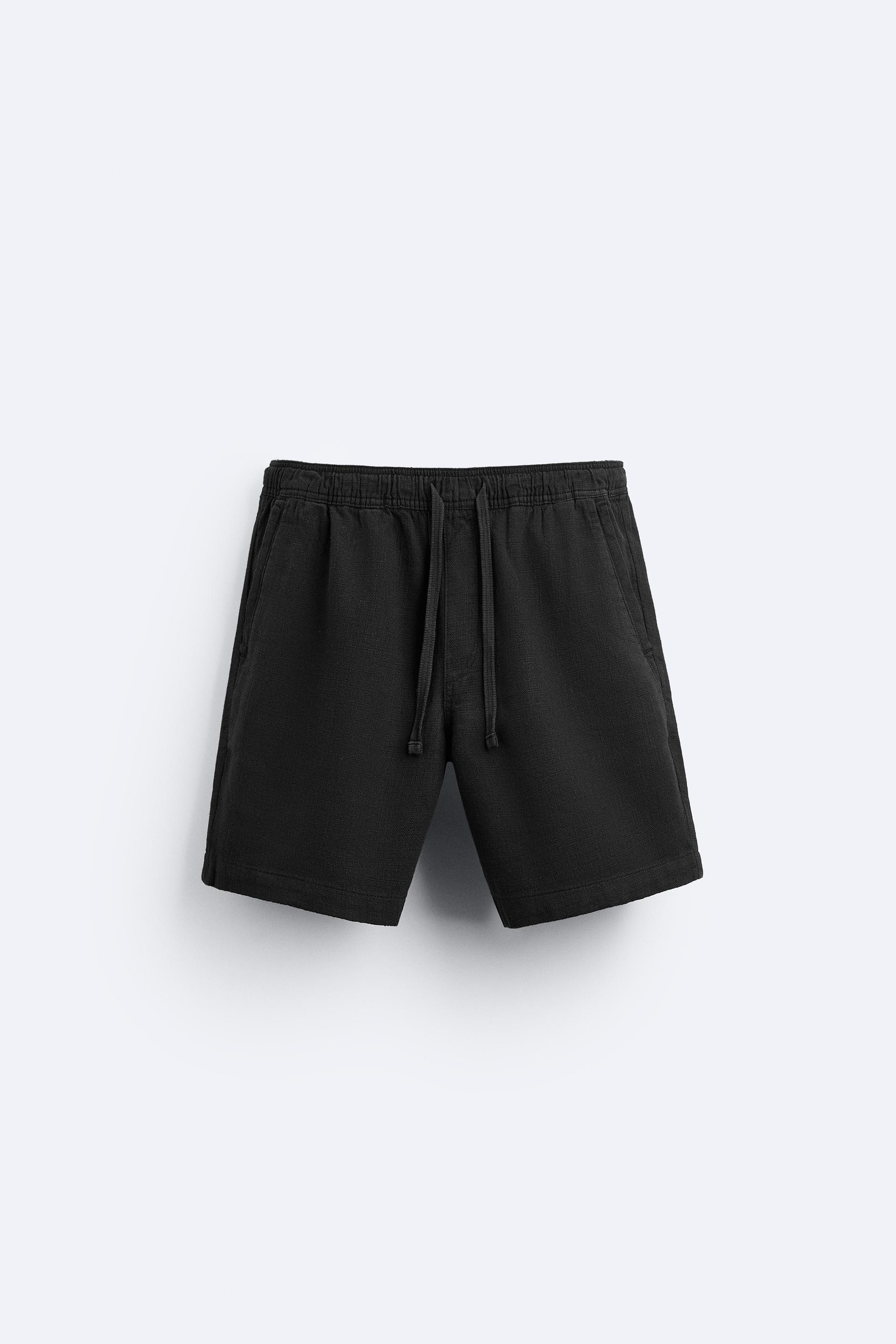 TEXTURED COTTON SHORTS - Oyster-white