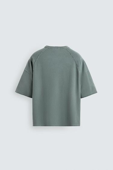 SPRAY PRINTED KNIT T-SHIRT - washed green by Zara - Image 8