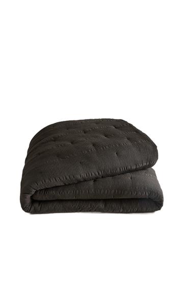 GATHERED COTTON QUILTED BEDSPREAD - Dark brown by Zara