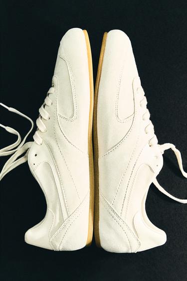 LEDER-TURNRSCHUH - Elfenbeinfarben von Zara