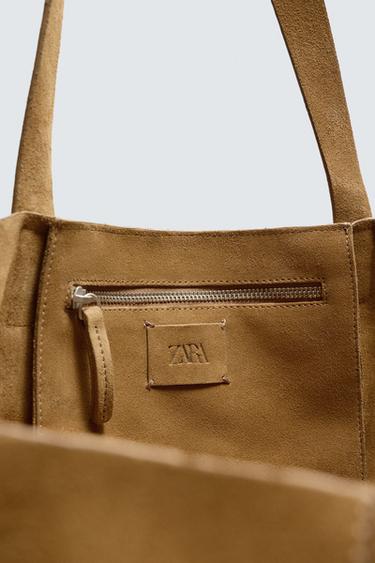 SAC SHOPPER EN CUIR - Marron caramel de Zara - Image 5