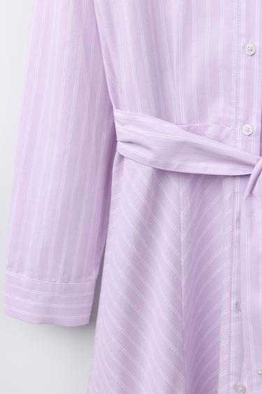 STRIPED SHIRT DRESS - Mauve by Zara - Image 3