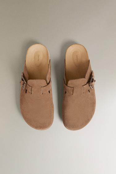 LEATHER CLOGS WITH BUCKLES - Brown by Zara - Image 3