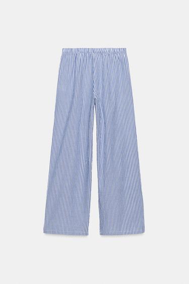 STRIPED PYJAMA-STYLE TROUSERS - Blue/White by Zara - Image 6
