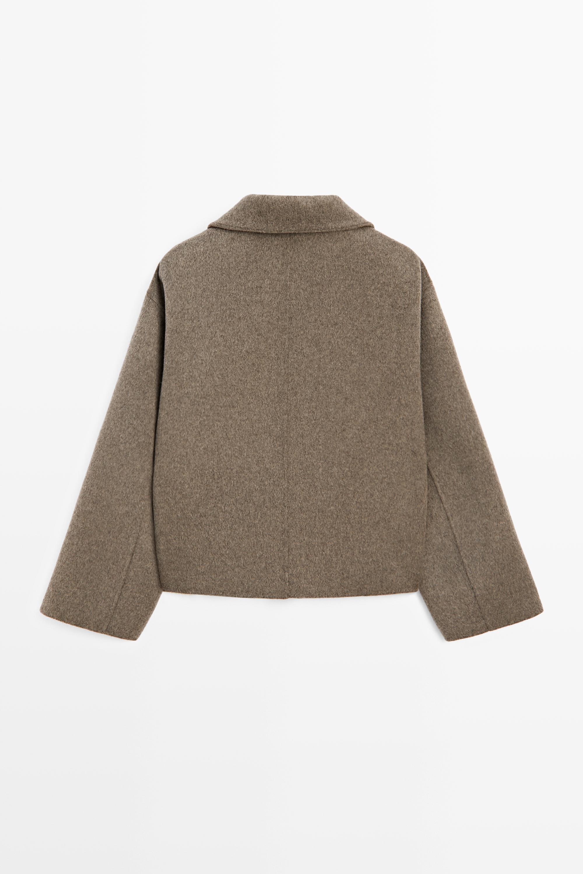 Wool blend stand collar jacket