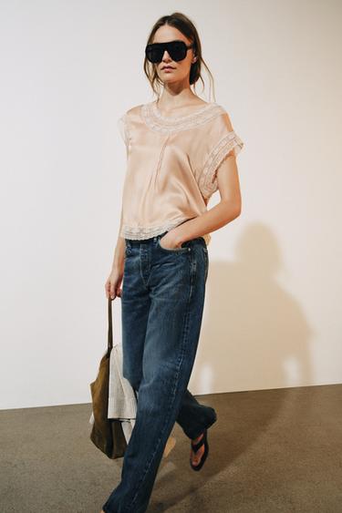 ZW COLLECTION LINGERIE-STYLE TOP - Beige by Zara - Image 0