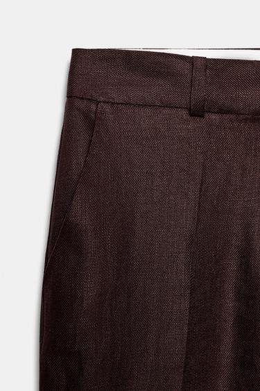 PANTALON DROIT 100% LIN - Marron de Zara - Image 8