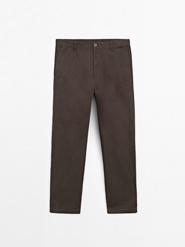 Zara 100% cotton wide-leg trousers - Brown