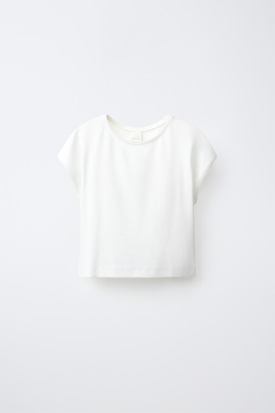 CAMISETA CROP MODAL - Blanco roto de Zara - Imagen 0