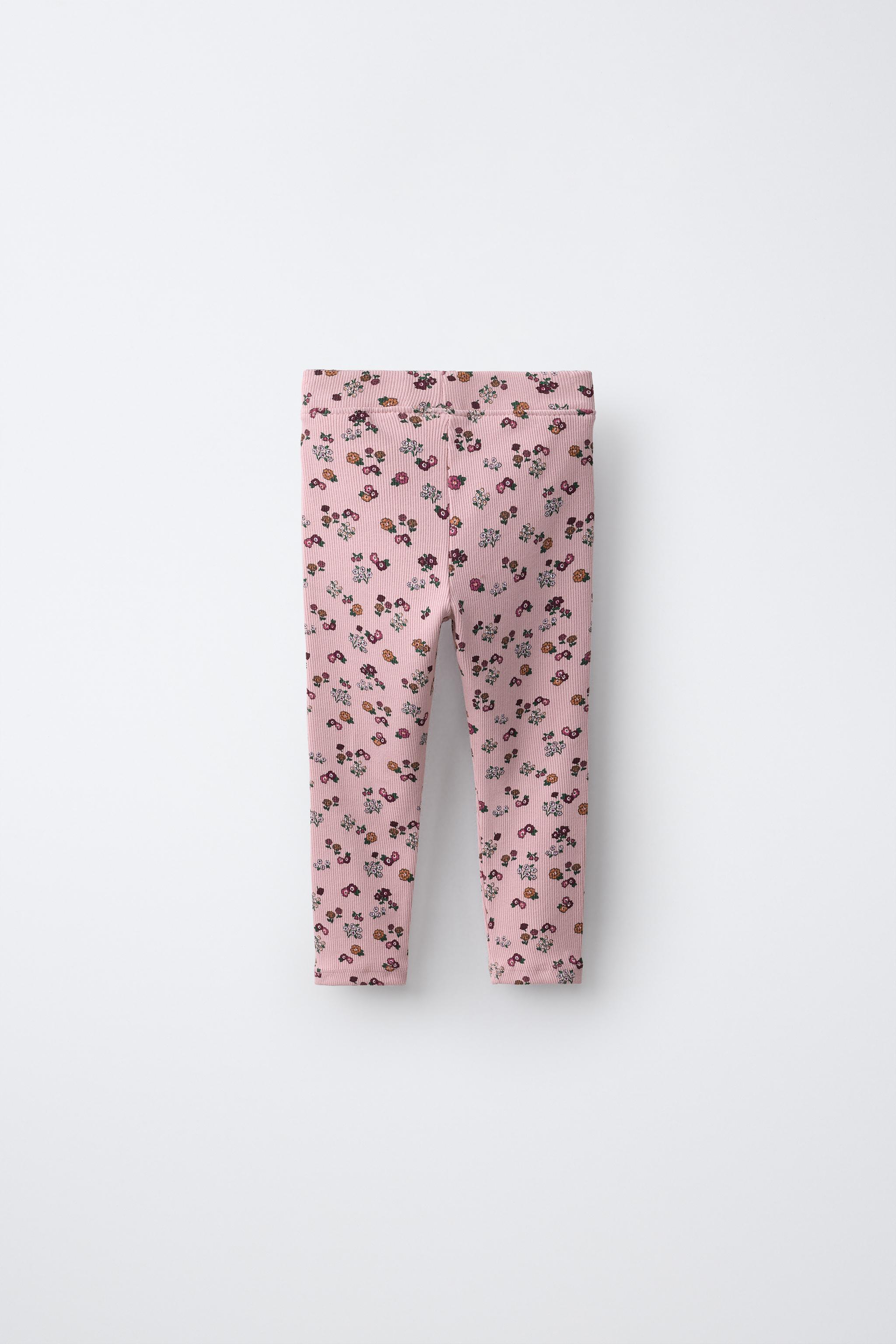 FLORAL PRINT RIBBED LEGGINGS
