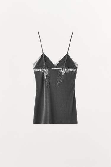 TOP POINTELLE EN DENTELLE - Gris foncé de Zara - Image 4