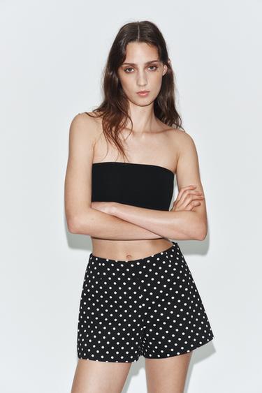 SHORT TAILLE HAUTE À POIS - Noir / Écru de Zara